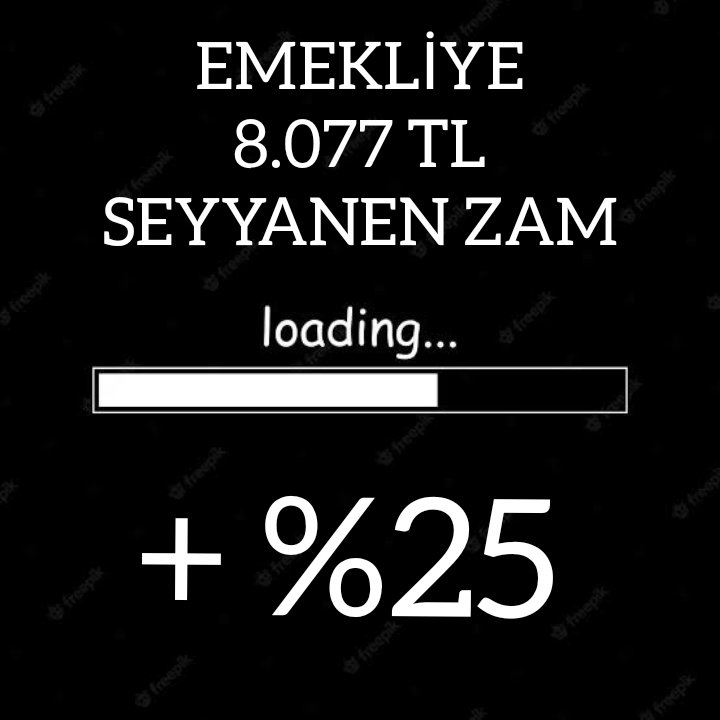 ArzuLastikci's tweet photo. Emekliye... 
8.077 TL seyyanen zam 
+ %25  LOADİNG ....🙂

#TBMMdeEmekliZAManı

@TBMMGenelKurulu @RTErdogan 
@dbdevletbahceli @kilicdarogluk @meral_aksener @ErbakanFatih 
@Akparti @isikhanvedat @MHP_Bilgi @herkesicinCHP @iyiparti @rprefahpartisi https://t.co/SNdNOg98QS