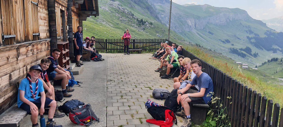 FMHscouts's tweet photo. Yesterday afternoon the scouts set off from #KISC and scaled the Swiss mountains, the destination was an alpine hut. Today we departed the alpine hut at 8:30 am and headed back to the campsite. We all arrived back at site at 11:30 safe &amp; sound.  #114ontour #Adventure #Hiking https://t.co/B6GUab7RbF