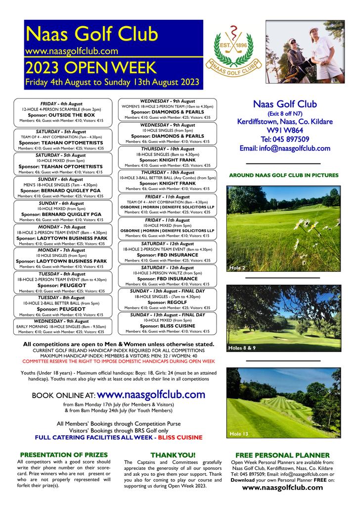See details of our Annual Open Week 2023. Many thanks to all our generous sponsors..