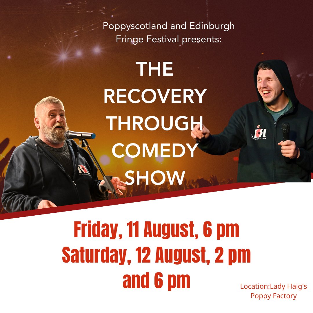 poppyscotland's tweet photo. “I have been to a couple of Comedy Club nights and paid good money and was not as entertained as I was tonight.”- Audience member

The Recovery through Comedy Show, playing this #edfringe at Lady Haig's Poppy Factory.
@edfringe
Get your free tickets here:
https://t.co/W6yHiJXbdX https://t.co/vCmslzk1m3