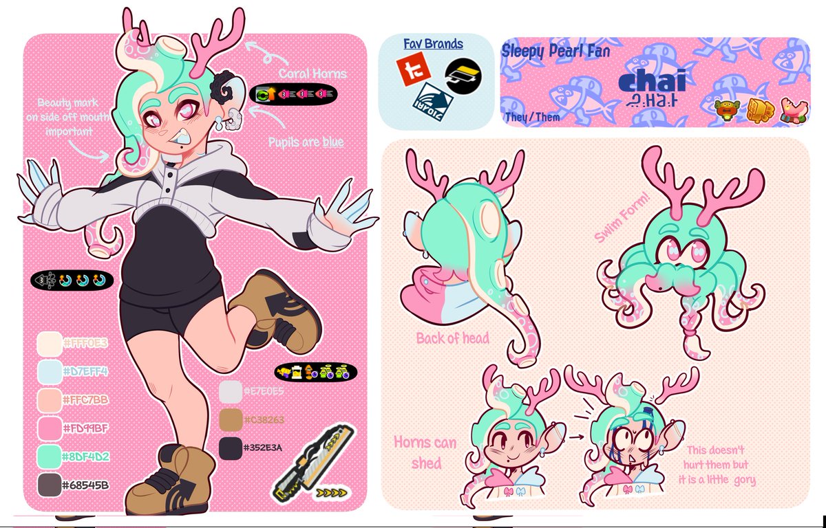 Chaimyera's tweet photo. [OC: Splatoon] Finally got around to making a new ref sheet for my sona c: https://t.co/CLh3u1w0KJ