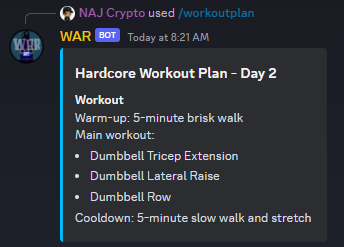 WorkoutResearch's tweet photo. You can get your free workout plan within our discord server.
use "/workoutplan" and then select your difficulty to begin.
Here's the link: https://t.co/sJuzAszZUh
#WorkoutandResearch https://t.co/Ky9I581Ip0