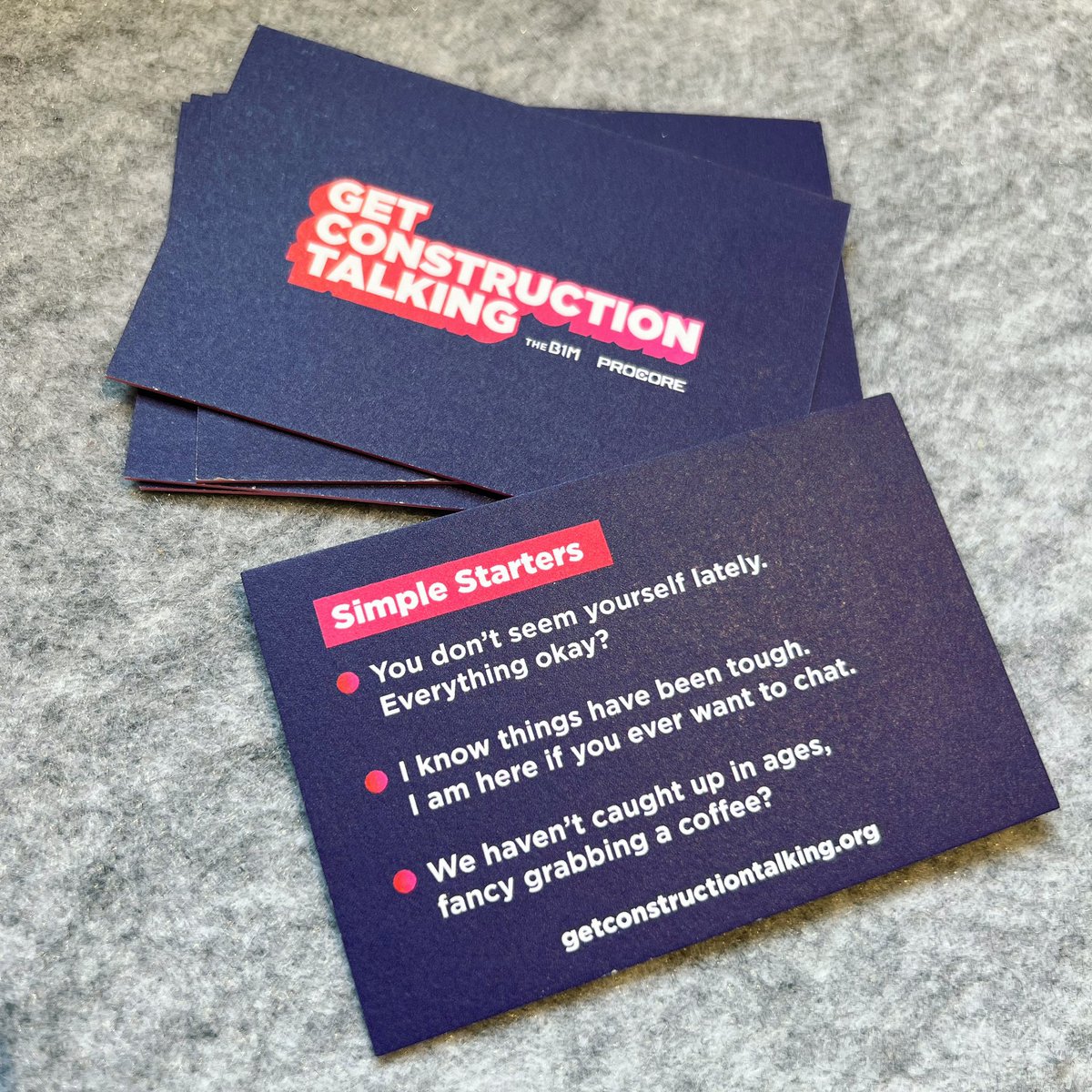 When you’re worried about someone it can be hard to know how to start a tricky conversation or ask if they’re ok. 

We’ve put together some simple conversation starters that’ll be given out at our launch tomorrow. We hope they help #construction start talking ✊️