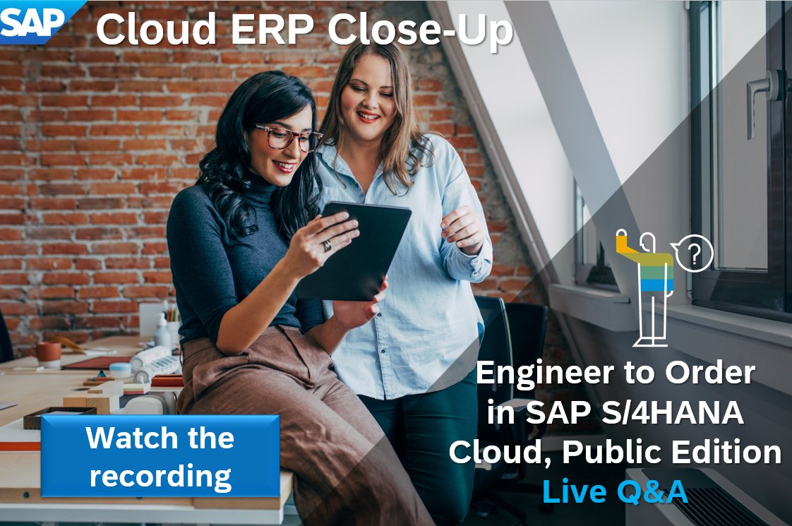 PabloOspinaBuzz's tweet photo. @BeSchulze and the product experts from #Cloud #ERP Product Success hosted a live Q&amp;A focussing on the #EngineerToOrder scenario in #SAP #S4HANA #Cloud, public edition. Check out the link below to find out how to access the recording. @SAPCloudERP

https://t.co/e2DsuOjEaQ https://t.co/216pGX8MpJ