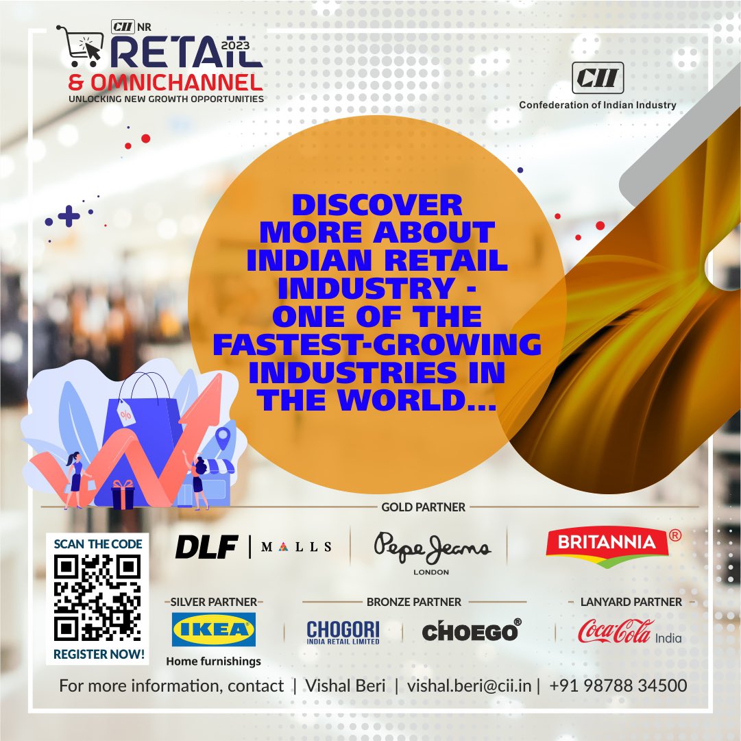 Be a part of iconic event on India’s Retail Industry… Join CII (NR) Retail & Omnichannel Conference.
Register at - shorturl.at/dACLZ

Date: 13 July 2023
Venue: New Delhi.

✅ Free Registration
✅ Entry only with prior registration
✅ Limited Seats

@cii4nr @CIIEvents