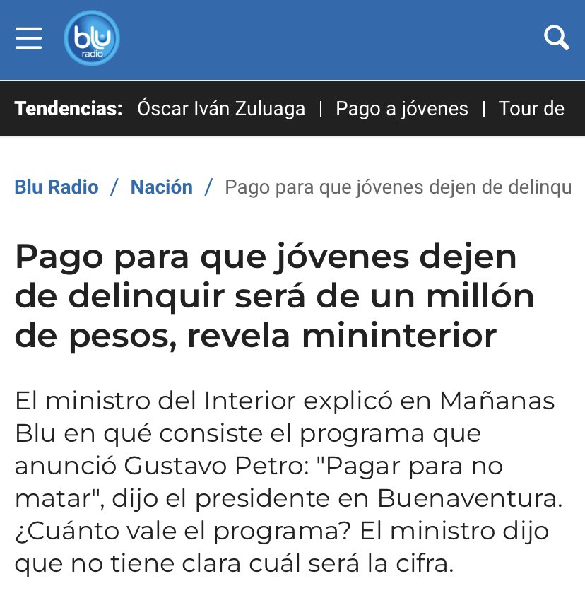 ArmandoJBaquero's tweet photo. En 8 años de labor social, he conocido cientos de jóvenes talentosos que merecen apoyo y no lo han tenido. Por eso la idea del Gobierno, de pagar $1 millón a quienes acepten dejar de delinquir, me parece absurda. Sin duda, ese no es el camino a la resocialización. #FelizMartes https://t.co/Sn1hf2rd0o