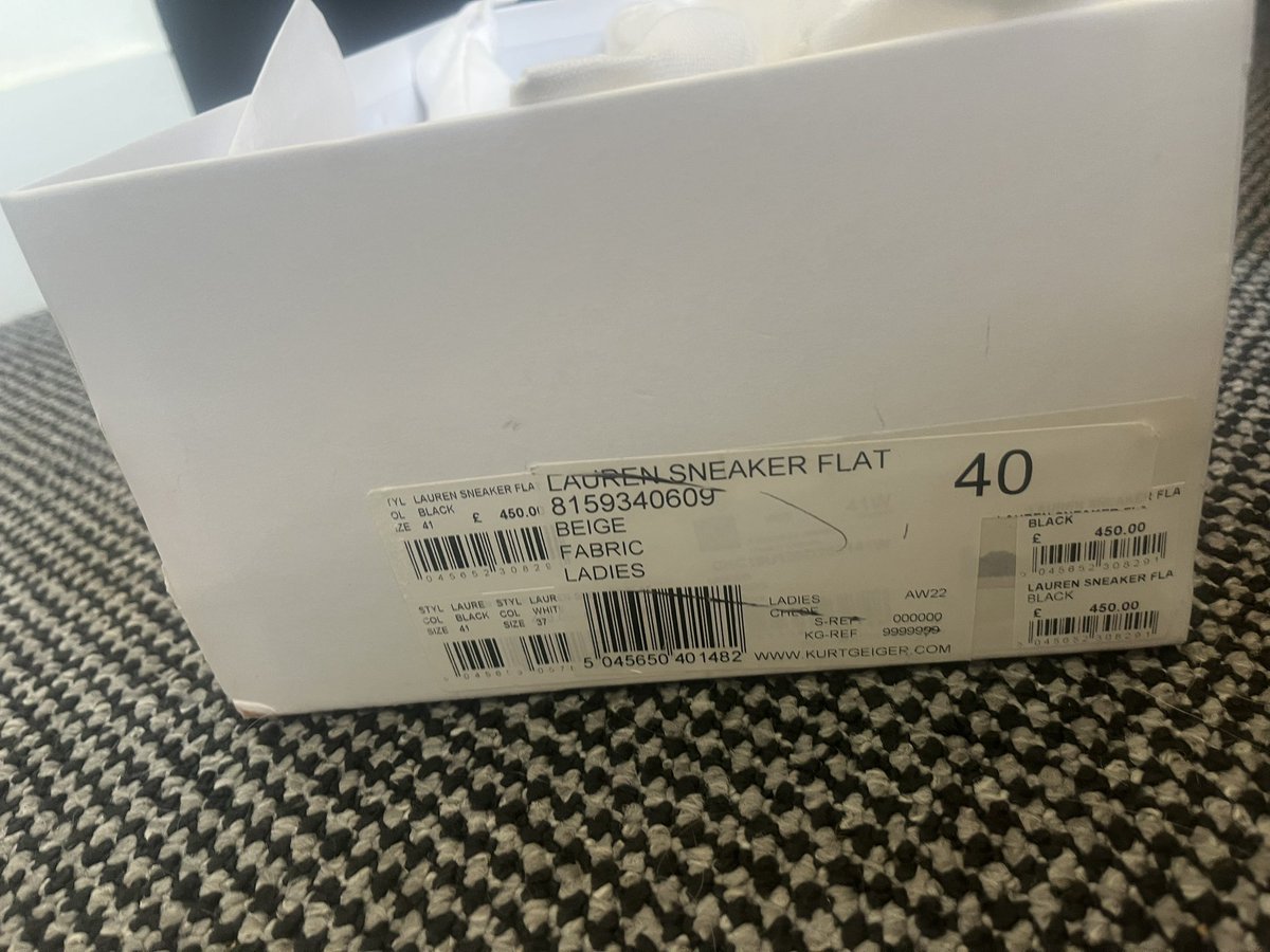 NaomiBaggs's tweet photo. @Selfridges still waiting on a reply to my @chloefashion order which arrived damaged, worn and stained?? Shoes are covered in yellow stains and the (damaged) boxing also has labels from multiple shops. This is not the standard I expected!😡#selfridges https://t.co/YCByF4UBAf