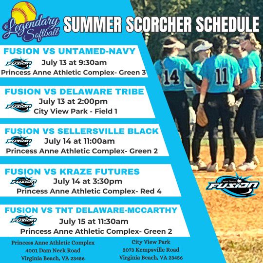 18u regional team is head to VA for the summer scorcher this week! Games start Thursday.