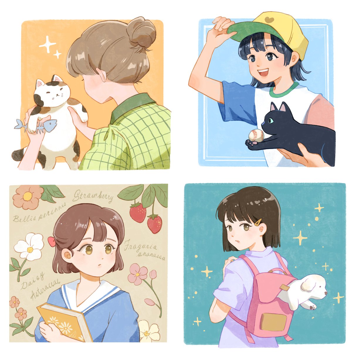 最近畫了很多小圖，想做貼紙!
I've been drawing a lot of little illustraions lately and want to make stickers!

#cute #illustration #colorful #drawing #girl #lovely #digitalart #yunzhen_ho #插畫