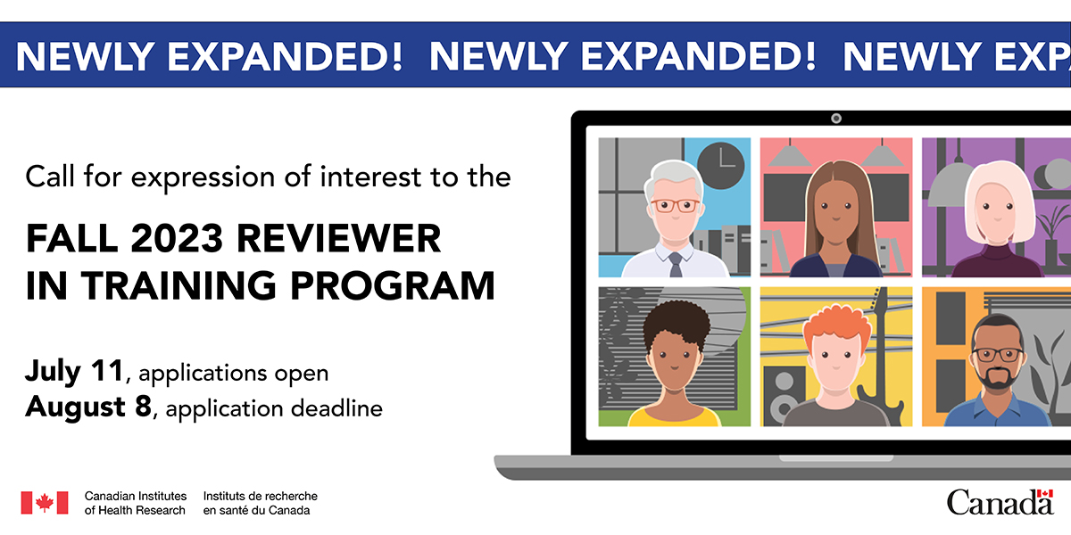 🔔 Attention #EarlyCareerResearchers! Time to apply for #CIHR’s new and improved Reviewer in Training (RiT) program. 

We now offer more opportunities for you to participate as an ECR reviewer. 

Applications are open until August 8, 2023. 

Learn more: cihr-irsc.gc.ca/e/52291.html
