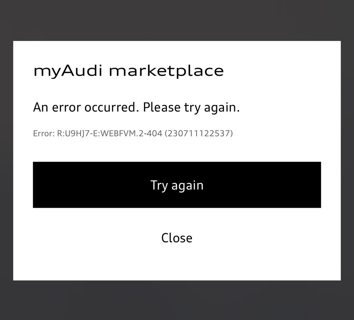 ndbx's tweet photo. .@Audi any ETA on when the Audi Connect / myAudi marketplace issues will be resolved? Can’t update or renew Audi Connect services. https://t.co/qrHsO0nZJD