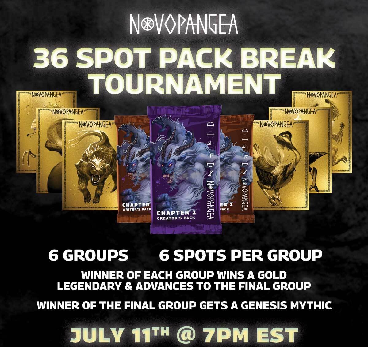 Novopangeaio's tweet image. TODAY'S THE DAY! Join us TONIGHT at 7pm EST / 11pm UTC for our 36 Spot Pack Break Tournament broadcast &amp;gt;&amp;gt;LIVE&amp;lt;&amp;lt; at twitch.tv/novopangea for the break, fun, games, guests, giveaways and MORE! Don't miss it!

#nftgame #nft #packbreak #tournament #play2earn @playtoearn