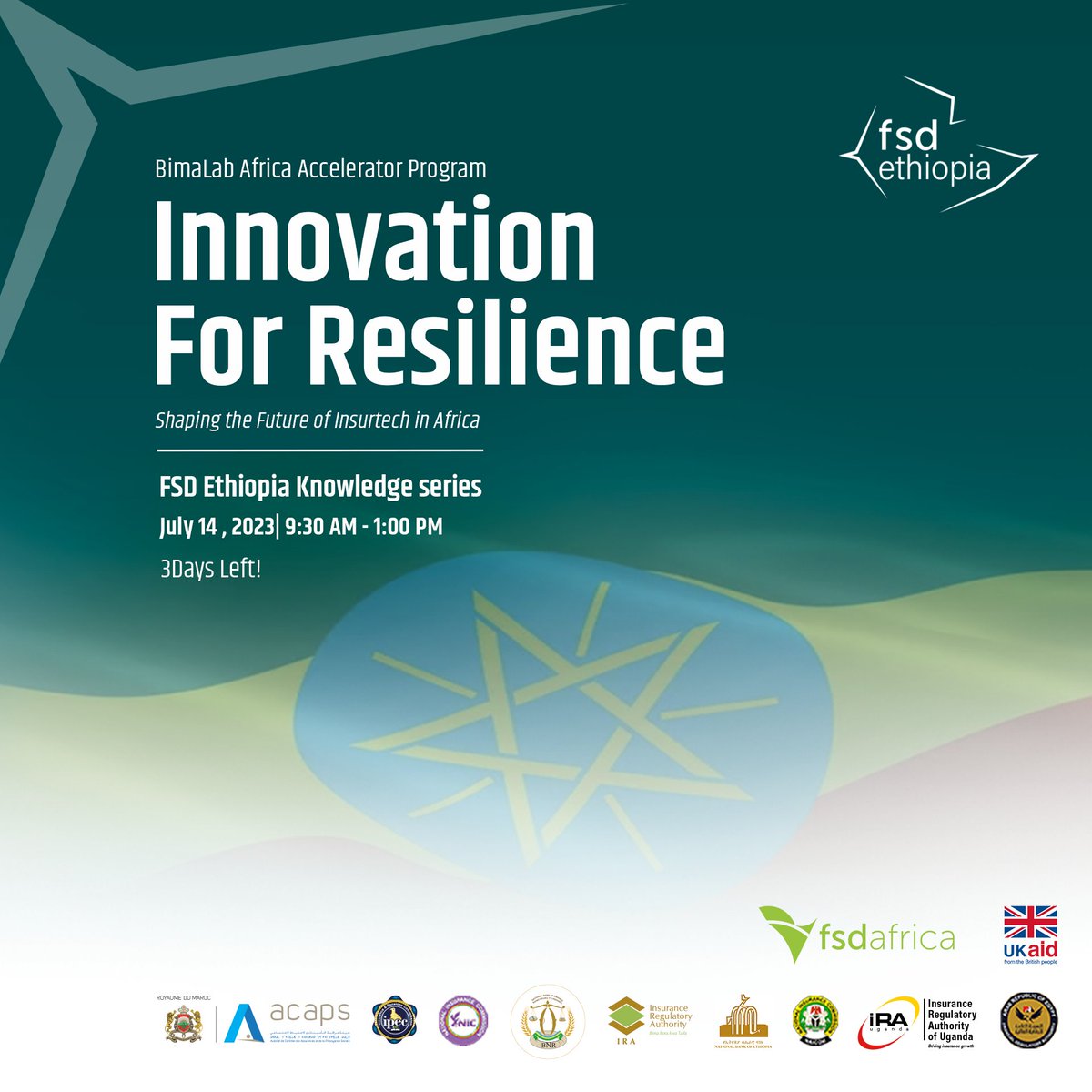 FSDEthiopia's tweet photo. Countdown alert!
With only 2 days left until FSD Ethiopiaโs 5th Knowledge Series. Register now! https://t.co/HD4Buis9Wb
#FSDEthiopia #FSDAfrica #FSDNetwork #BimaLab #Insurtech #FCDO #BMGF https://t.co/tAbknpI6M4