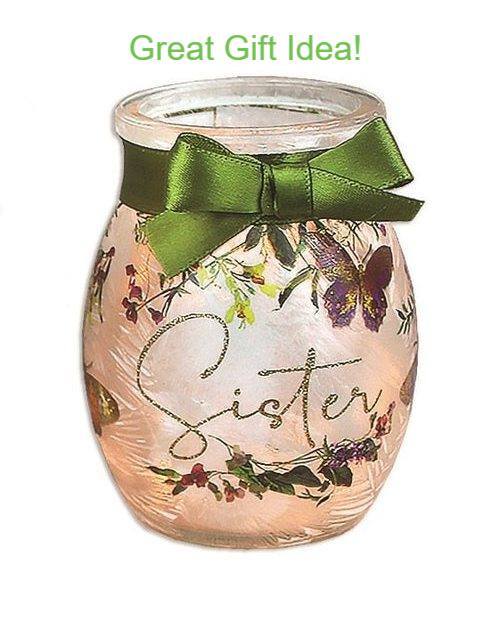 Light up your sister's day with this beautifully decorated frosted glass jar accent lamp!
 #countrychristmasloft #ShelburneVT #shelburnevt #sister #sisters #sisterhood #sisterlove #giftforsister #giftforsisters #sistersgift #thoughtfulgift #thoughtfulgifts #thoughtfulgifting…