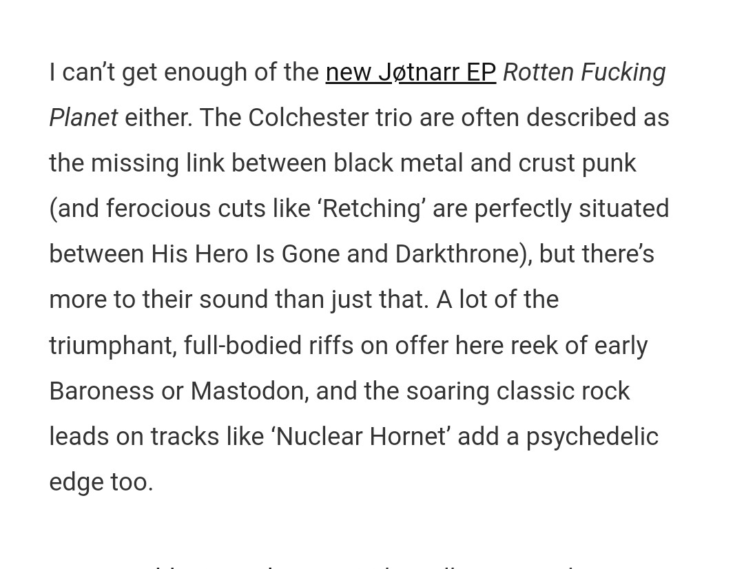 JØTNARR (@jotnarr) on Twitter photo Cheers to Kez for the love! Check out some awesome bands and their new releases in his column on the <a href="/theQuietus/">The Quietus</a> website.
Thanks to everyone who has bought and shared the EP. We really appreciate it!
Tape release soon via #SuperFiRecords
#RottenFuckingPlanet Cheers to Kez for the love! Check out some awesome bands and their new releases in his column on the <a href="/theQuietus/">The Quietus</a> website.
Thanks to everyone who has bought and shared the EP. We really appreciate it!
Tape release soon via #SuperFiRecords
#RottenFuckingPlanet
