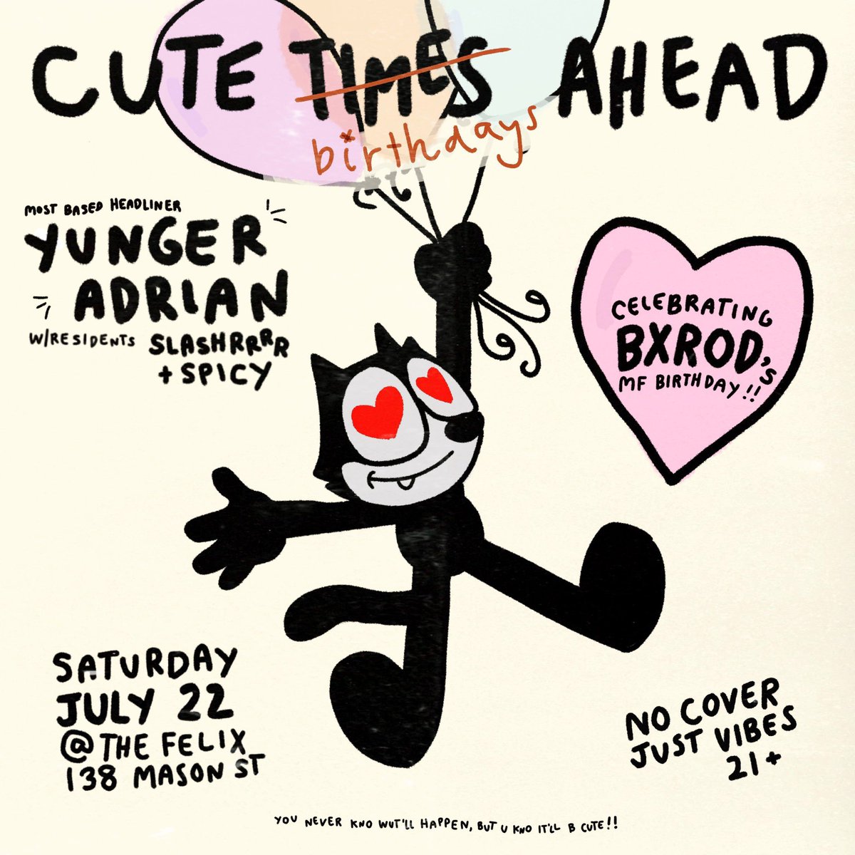 bxrod's tweet photo. Cute Times Ahead is hosting me and all the sexy Cancers for our birthday ♋️💗✨🎂 tag your fave Cancer in the thread!

7/22 at Felix SF 
DJ’s: @internetspicy @YungerAdrian Slashrrr @CuteTimesAhead https://t.co/KE1MRHPEAC