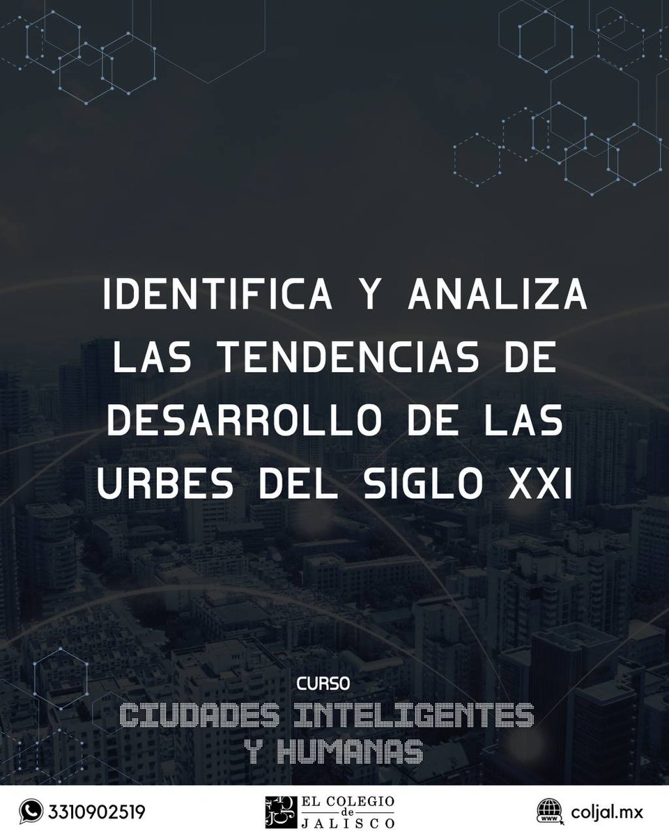Aprende y reflexiona sobre los impactos que tendrán las nuevas tecnologías en la vida de las grandes ciudades y cómo las tecnologías existentes convivirán con las nuevas en el Curso Ciudades Inteligentes y Humanas 🧑‍💻

▶️ coljal.mx/oferta-educati…