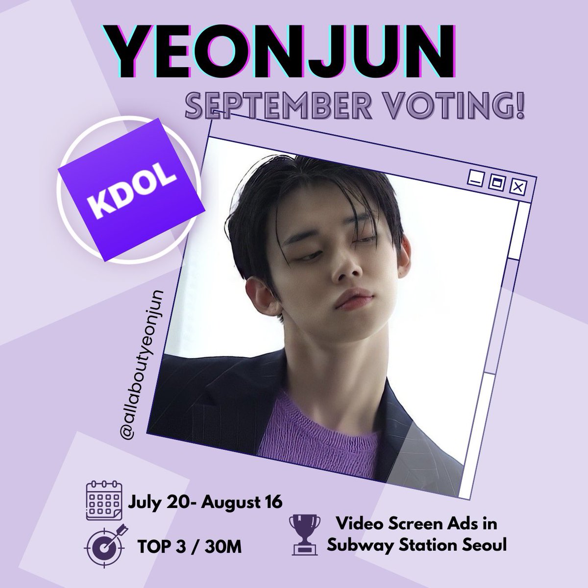 allaboutyeonjun's tweet photo. MOAS! With regards of ongoing/upcoming September Bday votings for YEONJUN, we will be your voting fairy in-charge in KDOL APP 💜 

If you are interested to join in the voting GC please reply below so that we can add you! 

[RT to spread to more moas]

#YEONJUN #연준 #ヨンジュン https://t.co/UPY4Jb5TtF