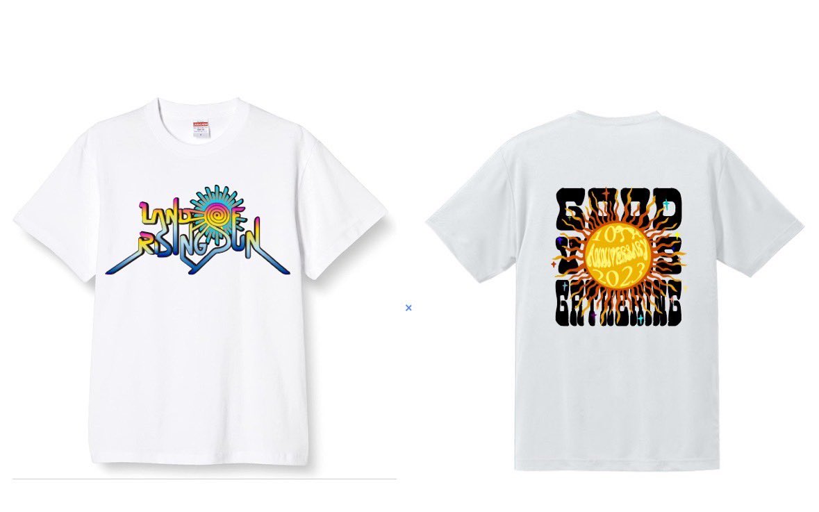 RisingSunFes's tweet photo. ㊗️10TH ANNIVERSARY㊗️
Land Of Rising Sun 2023 限定30着 3 Color限定でパーティ当日販売いたします！ゲッッッチュしてねん🌈　
by GOOD VIBES https://t.co/aYphIfmpkU