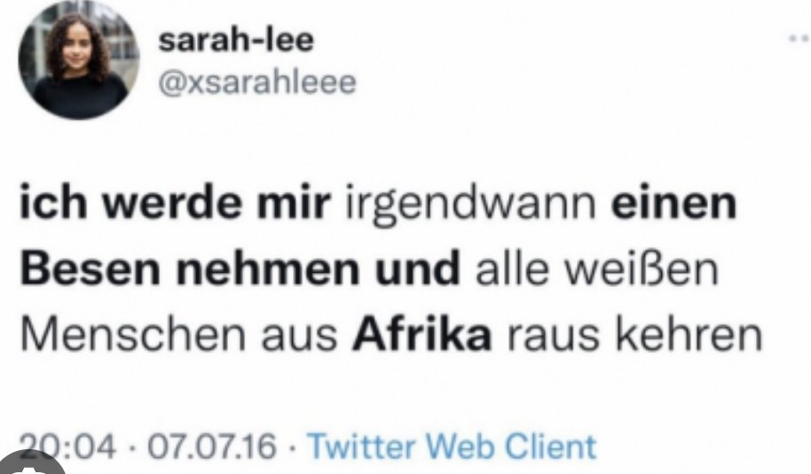#Deutsche sind Rassistisch?

Deshalb gehört #Afrika den  Afrikanern u #blacklifematters!