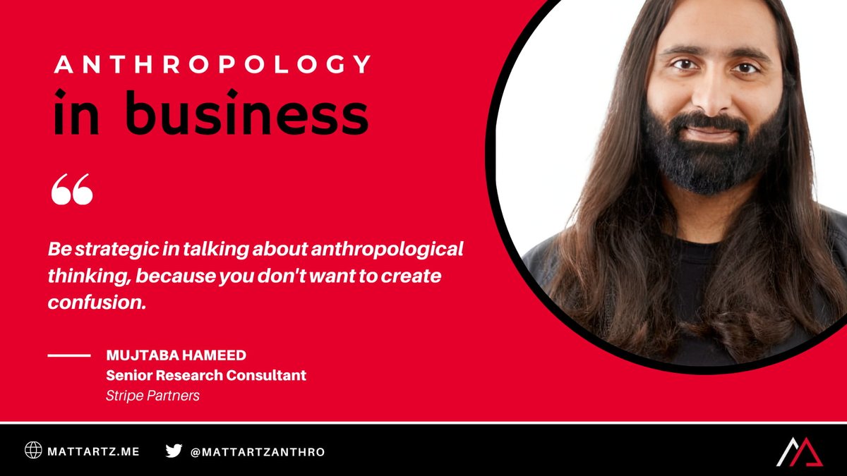 Don't miss the latest <a href="/anthro_business/">Anthropology in Business</a> episode with Mujtaba Hameed, a senior research consultant at <a href="/stripepartners/">Stripe Partners</a>. Explore the transformative power of anthropology in business research and strategy &amp; the integration of qual research with data science.  
 mattartz.me/mujtaba-hameed…