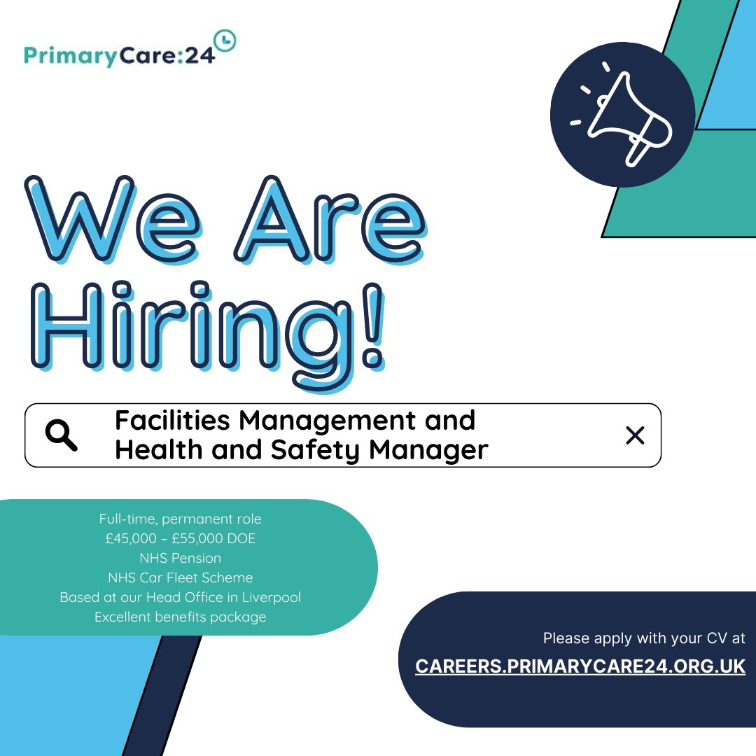 We are seeking a Facilities Management and Health and Safety Manager, who will be responsible for the safe and compliant delivery of all operational activities within PC24.

Find out more and apply here: zurl.co/mvlm

#LiverpoolJobs #HealthcareJobs #FMJobs #HSJobs