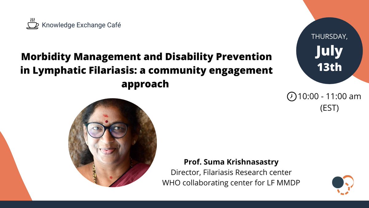 📢Our next knowledge exchange café is only 2⃣ days away! Join other iCHORDS members to learn from <a href="/tksuma/">Prof. Suma Krishnasastry</a> about morbidity management and disability prevention in lymphatic filariasis. Register now: eventbrite.com/e/morbidity-ma…
✅professional development
✅networking
✅collaboration
