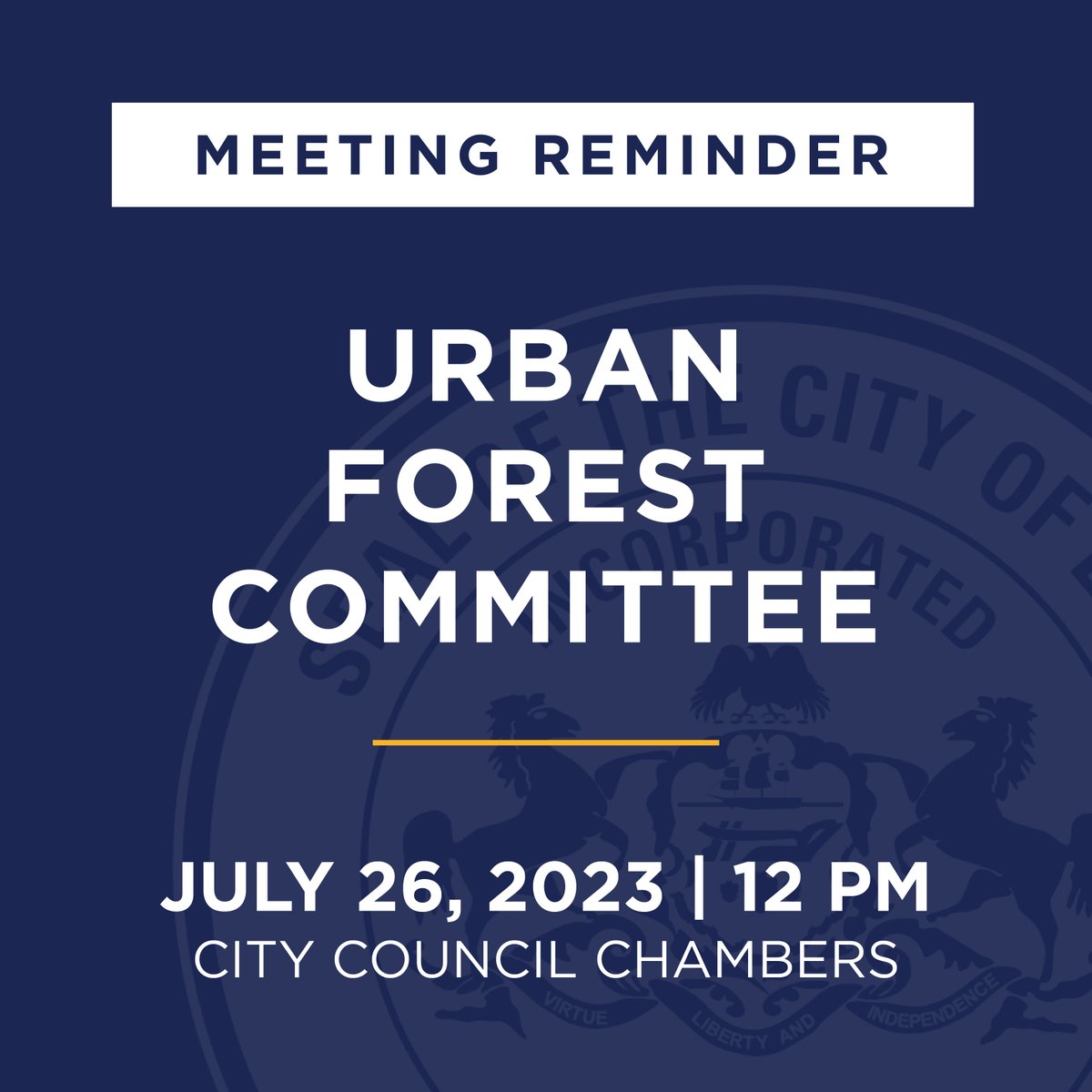 Reminder that the Urban Forest Committee meets today at 12 p.m. in City Council Chambers. #CityofErie #EriePA