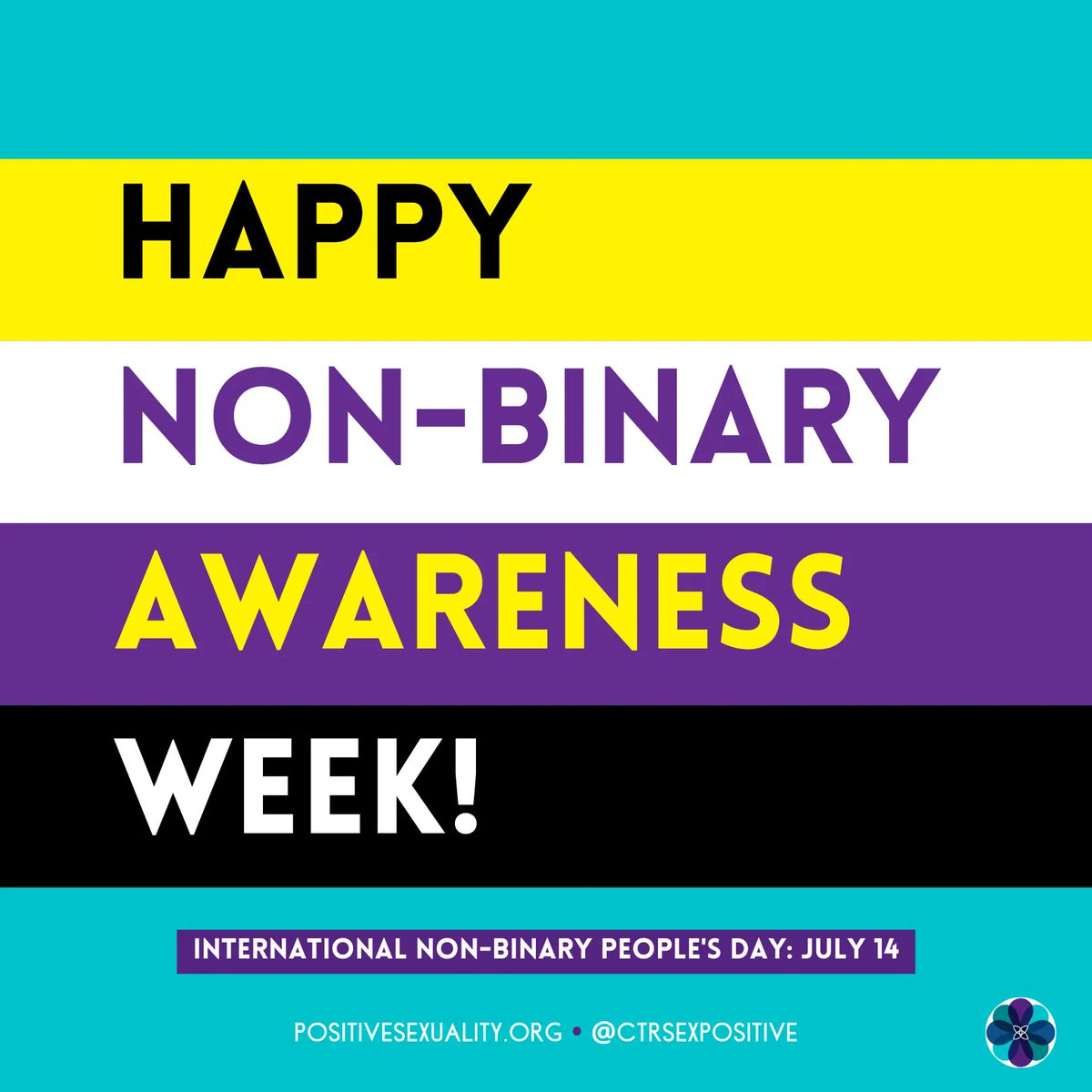 CtrSexPositive's tweet image. Reminder on this #NonBinaryAwarenessWeek (and always):
- There's no one way to be non-binary.
- Non-binary people do not owe anyone androgyny.
- Non-binary folks can still use she/her and he/him pronouns.
#NonBinaryVisibility #NonBinaryPride #PositiveSexuality #NotOneWayToBeEnby