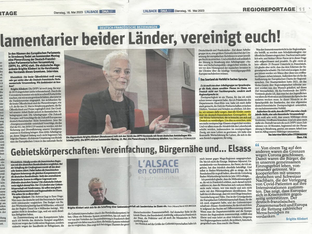 MeyerMartin525's tweet photo. #BrigitteKlinkert abandonne l'objectif de 400 mots d'allemand pour celui de 100 mots.
Si chez @EmmanuelMacron on aime le percent (100 Milliards pour relancer l'économie, 100 jours pour apaiser la France..), il est certain que le  #Bilinguisme est à reconstruire à 100% en Alsace https://t.co/eqbmIzozaH