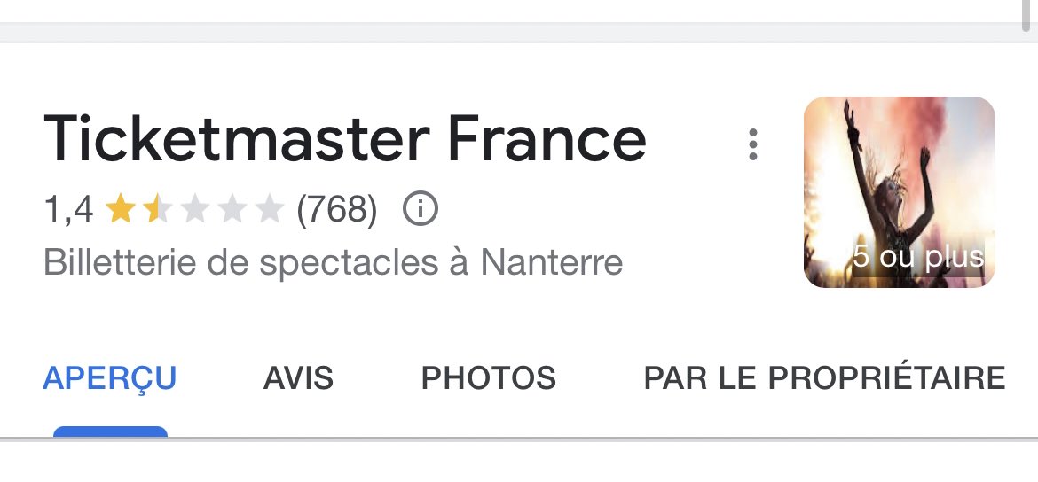 👎 Suite a l’ouverture loupée de la billetterie pour les shows de <a href="/taylorswift13/">Taylor Swift</a> en France en 2024 ce matin, #TicketmasterFR se fait démolir dans les avis sur Google… #TaylorSwiftErasTour #TaylorSwift