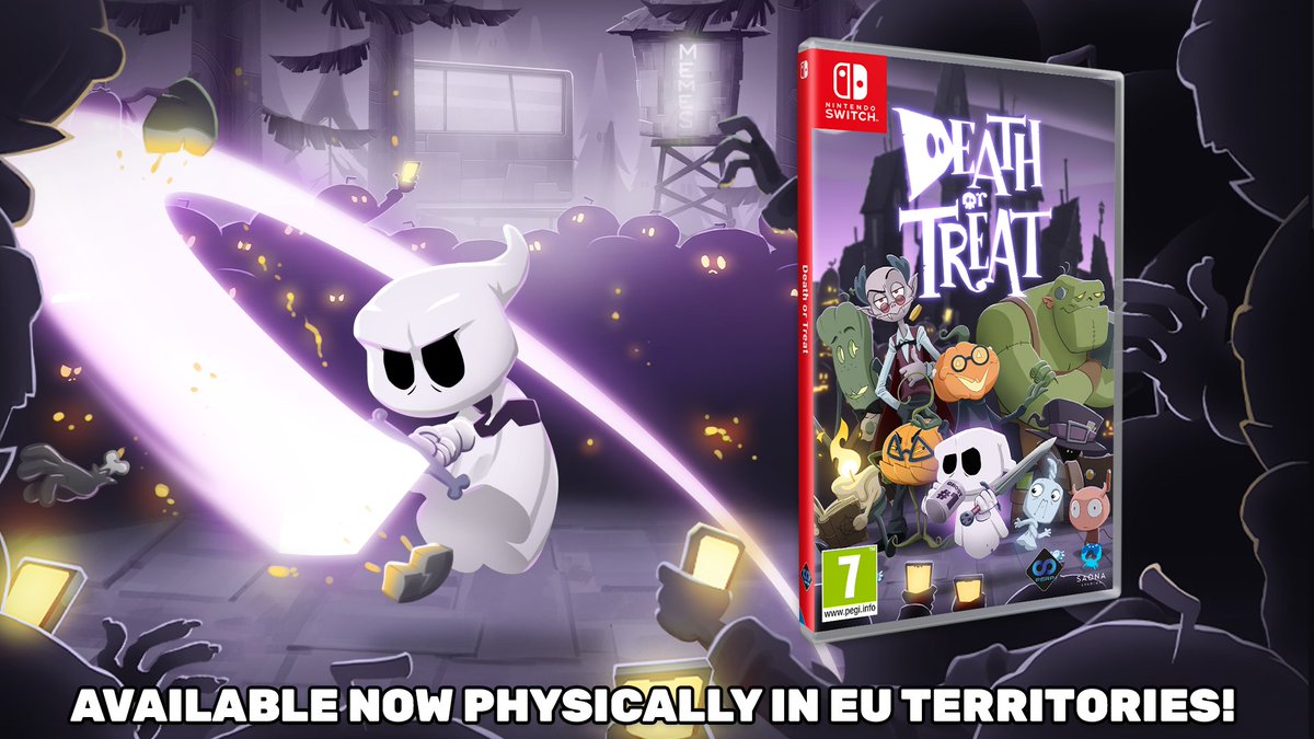 Death Or Treat is available physically on Nintendo Switch NOW in Europe! 👻 Help Scary save Hallowtown, upgrade your gear, and hack n slash your way through crazy bosses! ⚔️ #DeathorTreat #Indiegames @SaonaStudios