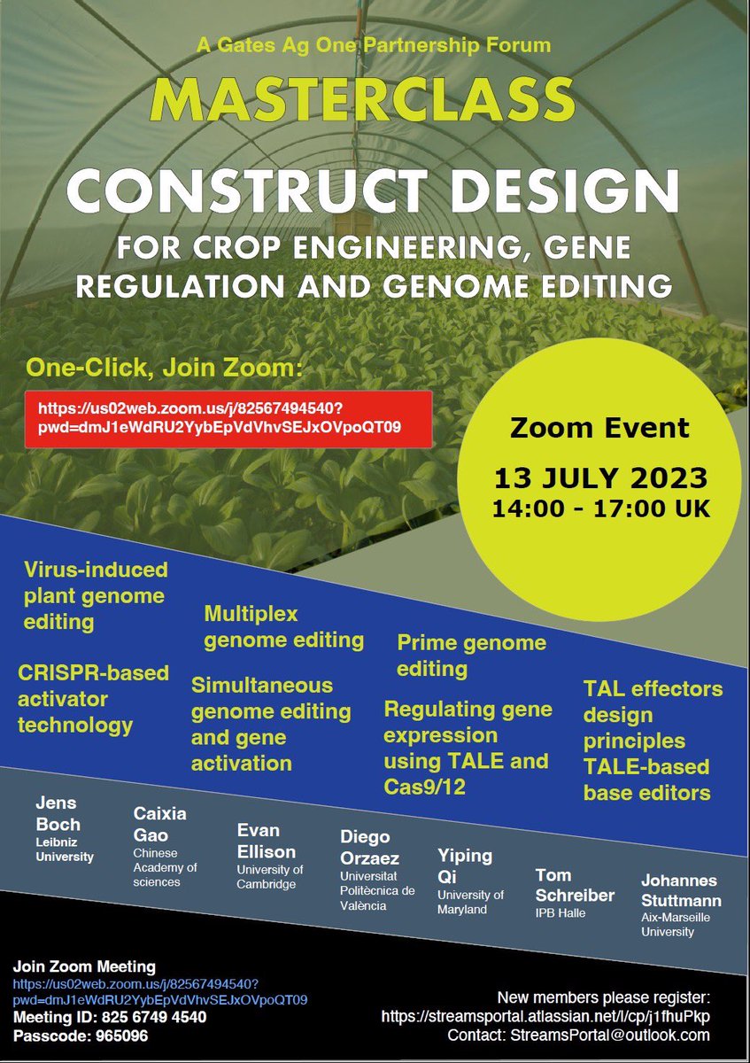 Interested in the design and application of #CRISPR -based tools in plants? Join the masterclass.