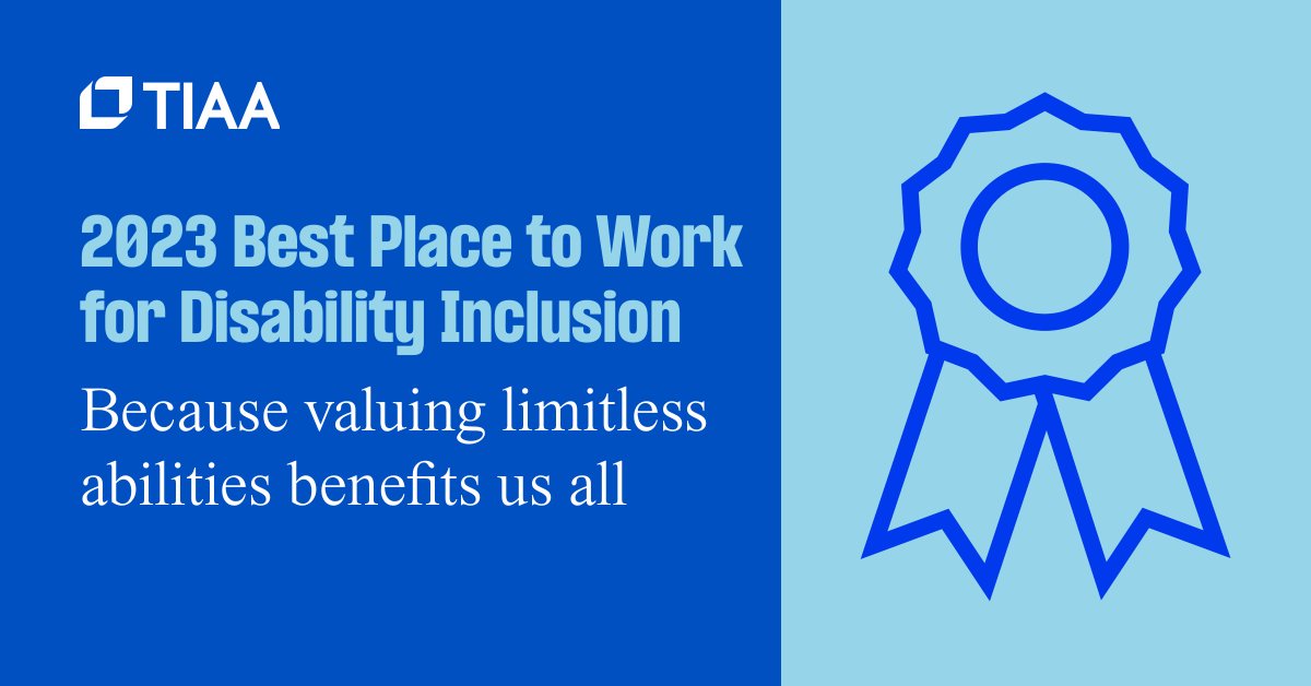 Through our dedication to fostering an inclusive and diverse workplace for people with disabilities, TIAA was named a @DisabilityIN Best Place to Work. #DEI23 bit.ly/3pGCPk7