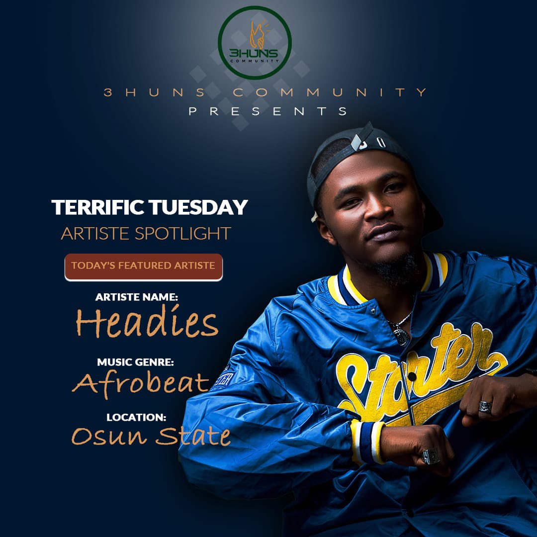 3Huns's tweet photo. On our Artiste spotlight for this week, meet Qudus Opeyemi known as       ‘Headiess’.

He is a talented, creative &amp; an active member of the @3Huns music community.

Follow him on IG &amp; Twitter: @manlikeheadiess

He has a new single titled “OVATINKIN”
👇
https://t.co/3484tQF8UX https://t.co/xuuN6BS0cW
