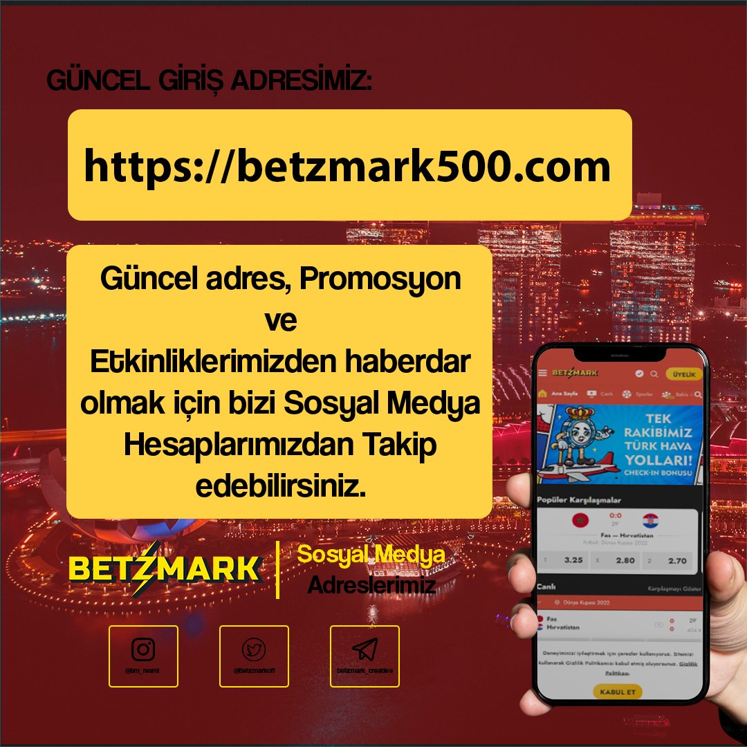 ⚡️ Güncel Giriş Adresimiz;  betzmark500.com olarak belirlenmiştir.  

⚠️ Lütfen farklı kaynaklardaki adreslere itibar etmeyiniz.

👉 Giriş : bit.ly/3mxBIRQ

📲 Betzmarksosyal : linktr.ee/betzmarksosyal
