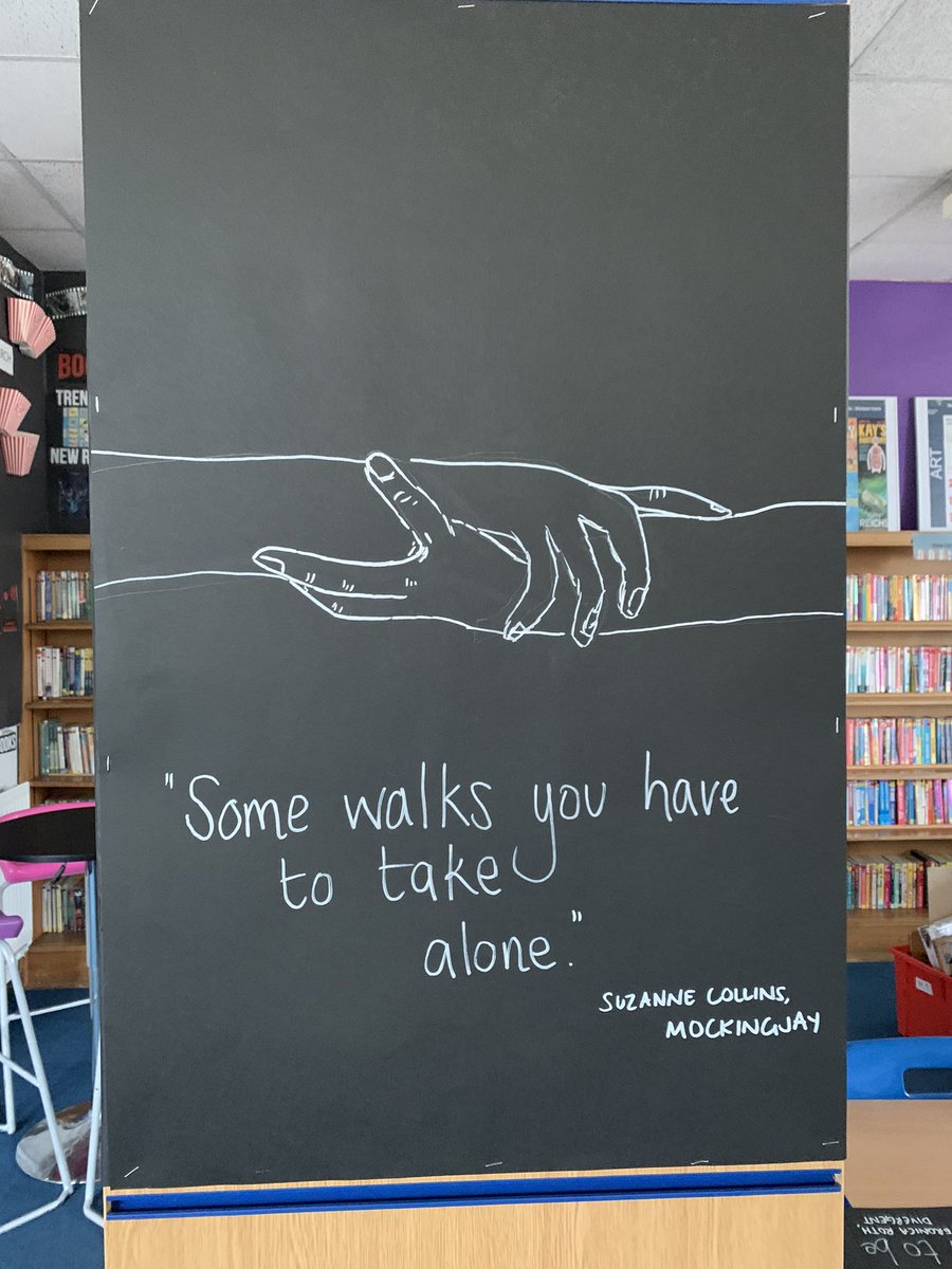 tss_library's tweet photo. Not only is Mrs Sparrow a brilliant English teacher, she’s a talented artist, check out what she’s done for the library!! https://t.co/ttRy9pkBat