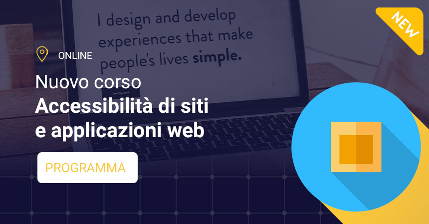 DThinks_Srl's tweet photo. 💡 Impara a realizzare pagine e applicazioni web accessibili e a redigere una dichiarazione di conformità alle leggi in vigore con il corso "𝗔𝗰𝗰𝗲𝘀𝘀𝗶𝗯𝗶𝗹𝗶𝘁𝗮̀ 𝗱𝗶 𝘀𝗶𝘁𝗶 𝗲 𝗮𝗽𝗽𝗹𝗶𝗰𝗮𝘇𝗶𝗼𝗻𝗶 𝘄𝗲𝗯" 👉 https://t.co/AzD9iQIOcp
#accessibility #web #applicazioni https://t.co/Am42eyaiso