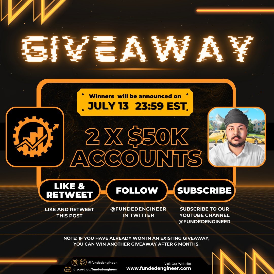 Shinobbs's tweet image. Giveaway! 
 -2 x $50k account 

 To Enter: 
- Like &amp;amp; Retweet
 - Follow @ShinobiSignals @fundedengineer 
-Tag 2 friends
- Subscribe to FE YouTube (link below)

Goodluck!
