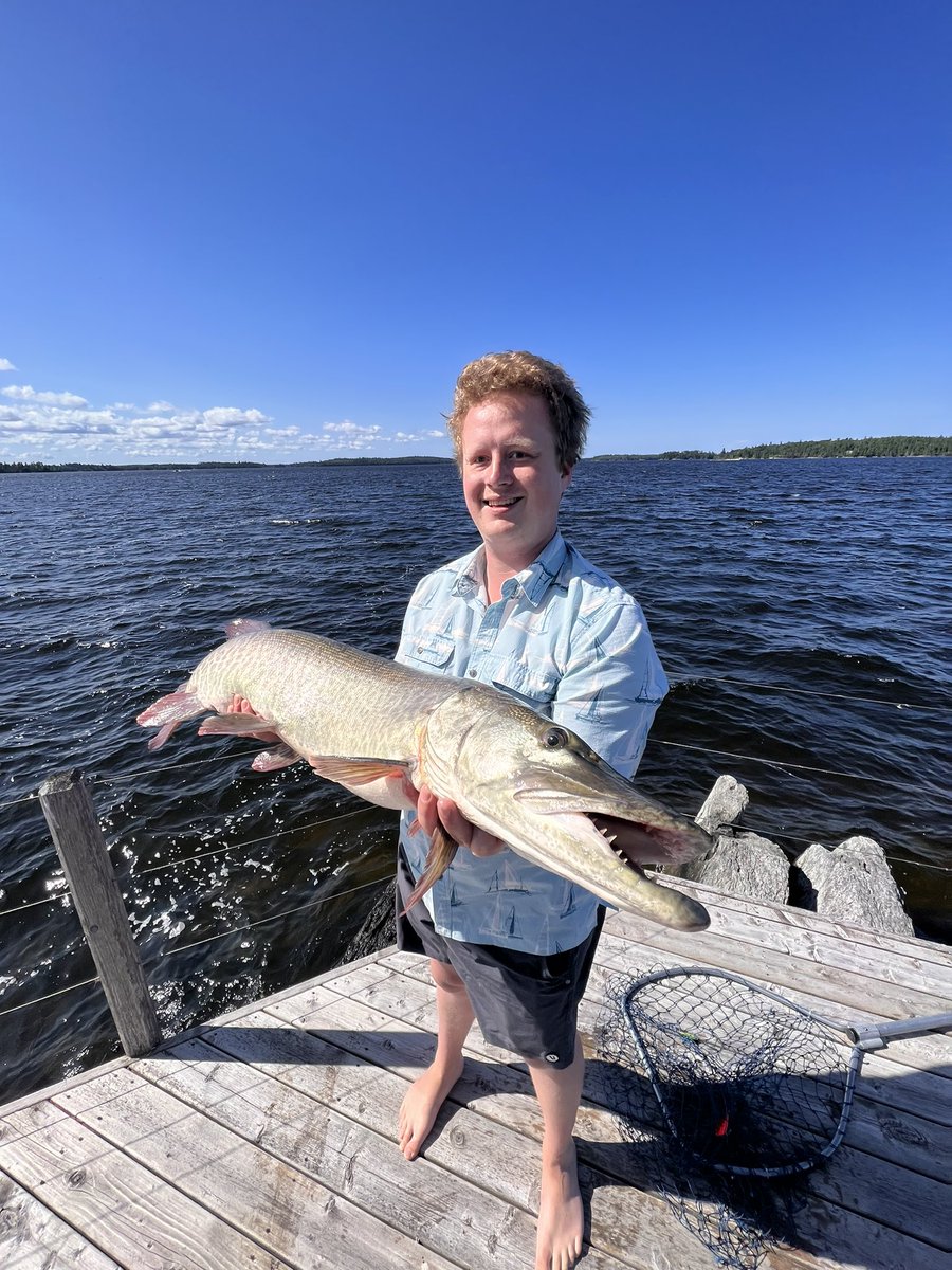 My super proud girlfriend moment!! Jacks first Muskie! #muskie #fishing #canada