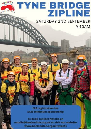 HeelToeCharity's tweet image. We have 6 places left on our Tyne Bridge Zipline if anyone is interested? 
All money raised goes to providing vital therapy to children in the North East with Disabilities an complex needs! ❤️👣
#NorthEastHour #NetworkNorthEast please RT