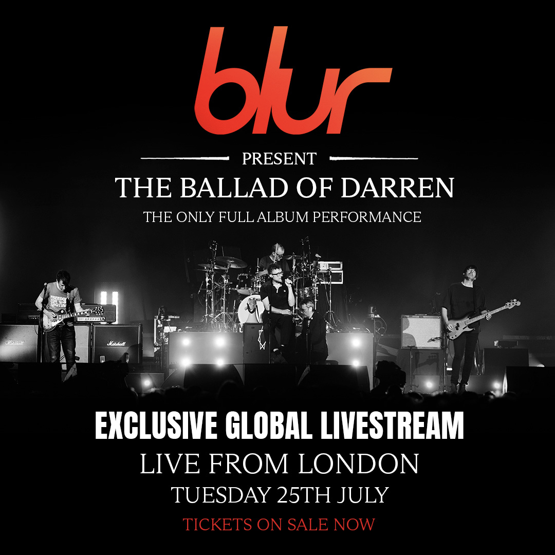 JUST ANNOUNCED: @blurofficial is celebrating the release of their new album, ‘The Ballad of Darren’ with a very special show @eventimapollo on Tuesday 25th July. 🎟️Grab a ticket to our global livestream now driift.link/blurlivestream