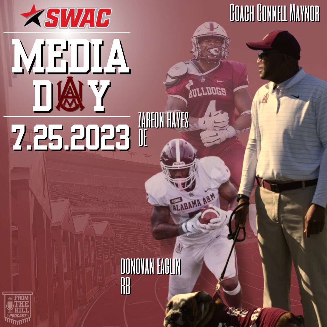 FromTheHill1875's tweet photo. DE @hayes_zareon and RB @DonoHtx will join Coach Connell Maynor in Birmingham on July 25th for @theswac Media Day
#AAMU #TheHill #RespectAllFearNone 🐶
Save the special phone wallpaper to your devices 📲
@AAMUBulldogs @AamufbR https://t.co/wN2jtDTfev