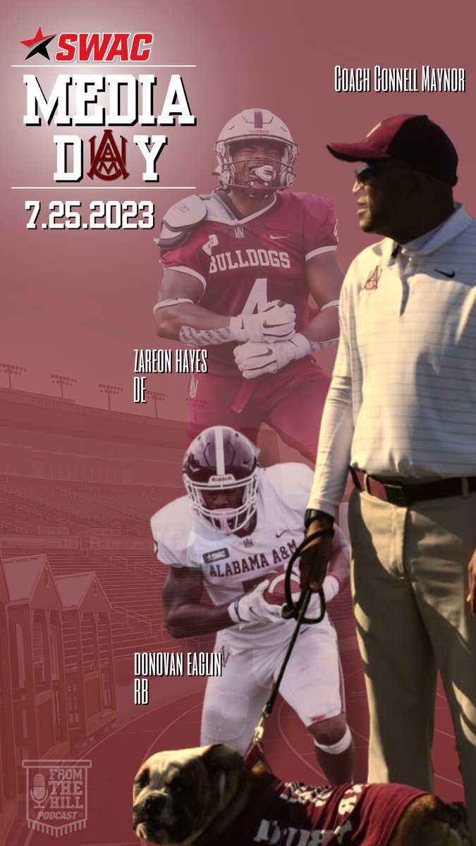 FromTheHill1875's tweet photo. DE @hayes_zareon and RB @DonoHtx will join Coach Connell Maynor in Birmingham on July 25th for @theswac Media Day
#AAMU #TheHill #RespectAllFearNone 🐶
Save the special phone wallpaper to your devices 📲
@AAMUBulldogs @AamufbR https://t.co/wN2jtDTfev