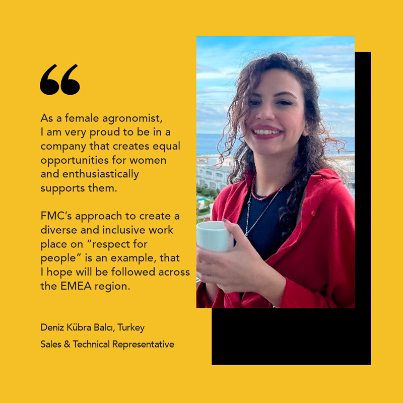 fmcemea's tweet photo. 🌻 See Yourself in FMC, Be Yourself in FMC! Meet Deniz Kübra Balcı, FMC Turkey's Sales and Technical Representative, talking about #respectforpeople, as we continue sharing insights into #FMC's core #values, which guide us through the corporate world. https://t.co/eP3xsSjq9f