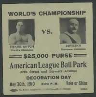 The advertisement is for a match between Frank Gotch and Stanislaus Zbyszko in Chicago on May 30, 1910, Decoration (Memorial) Day, at what was afterwards known as Comiskey Park, The event never occurred. (1/2) https://t.co/2vZuPI1jzM