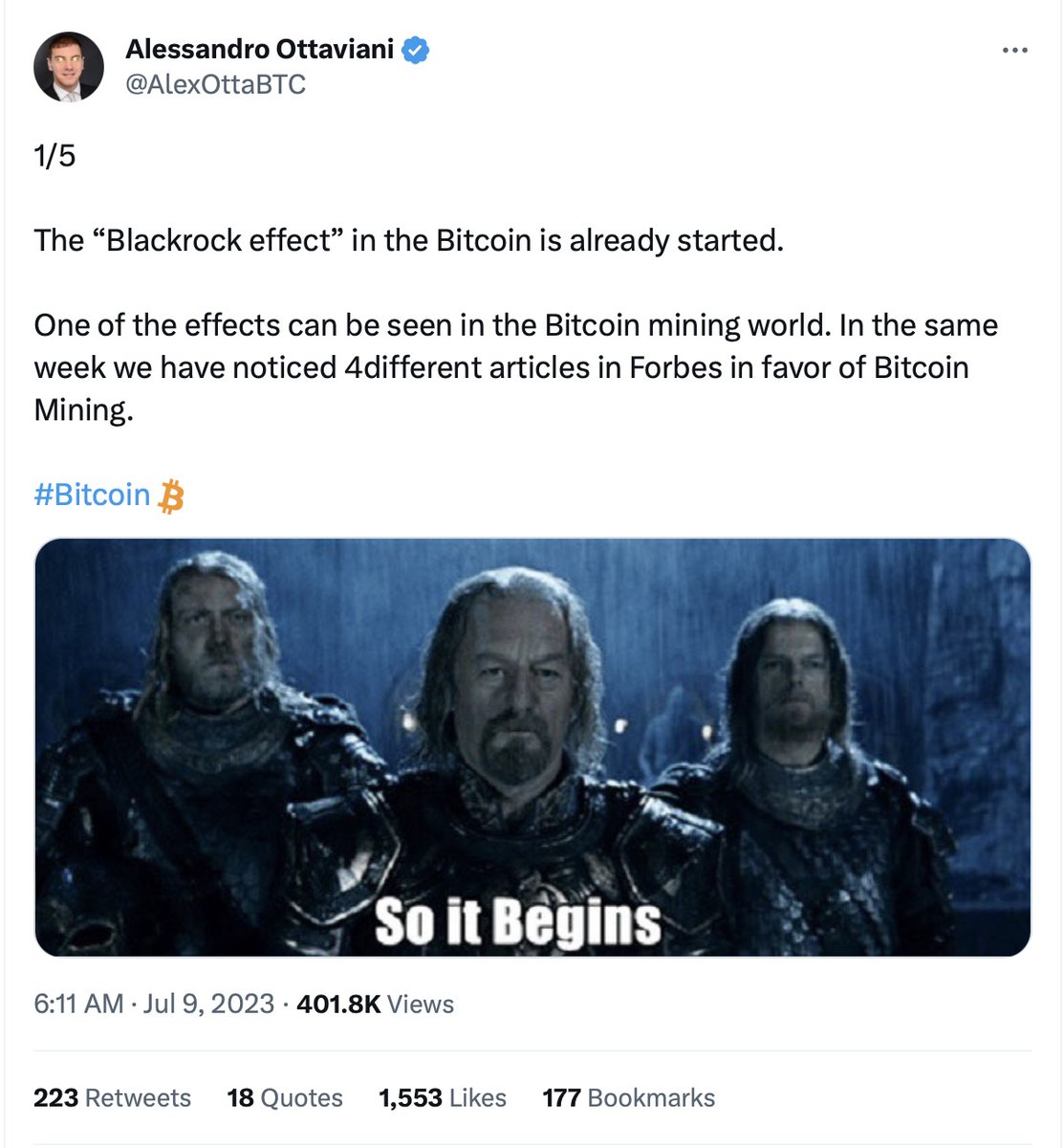 1/ 🧵 The idea that BlackRock's Bitcoin ETF is responsible for recent positive Bitcoin coverage, in Forbes, ignores the many contributors that have been working tirelessly, for months, on reframing Bitcoin in the press. Let's meet those contributors doing the hard work. 💪