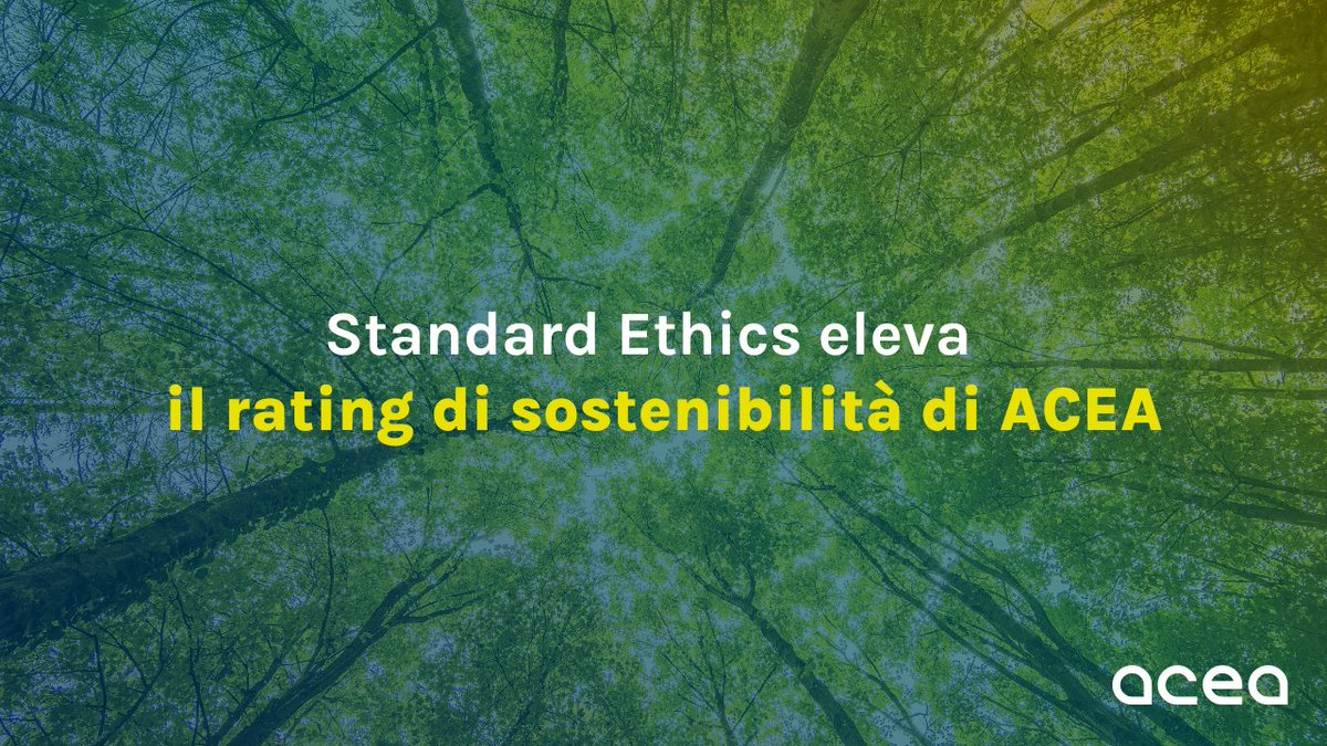 AceaGruppo's tweet photo. .@StandardEthics ha elevato il Rating di #AceaGruppo a “EE+” con Outlook “Positivo”. Questo traguardo certifica il nostro impegno nel processo di transizione verso un’economia a #impattozero🌱.
Scopri di più 👉https://t.co/YhY1ubi24T https://t.co/hEiakFhQTW