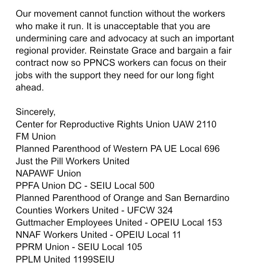 What’s disgusting? Union busting! As we outlined in our letter to her, it is unconscionable that <a href="/RuthForHouse/">Ruth Richardson</a> is undermining abortion workers at such an important regional provider. Solidarity forever with <a href="/PPNCSUnited/">PPNCS United</a>! docs.google.com/document/d/148…