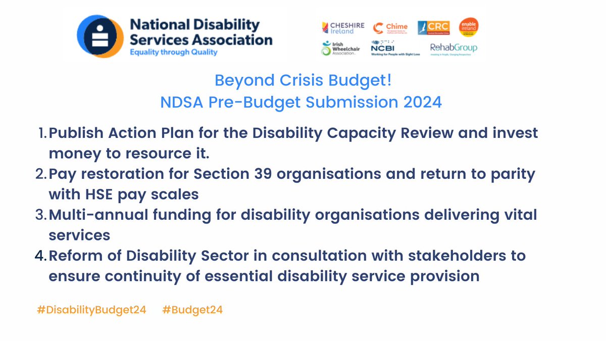 NationalDisabi4's tweet photo. Our pre-budget submission is now available 👇
https://t.co/rbZEOSVXeV
The State relies on our organisations to deliver essential services to people with disabilities. It’s time to deliver a #BeyondCrisisBudget #DisabilityBudget24 #Budget24 https://t.co/NwiHsjMXD5